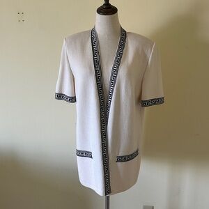 Elegant Cream Cardigan with Black Trim